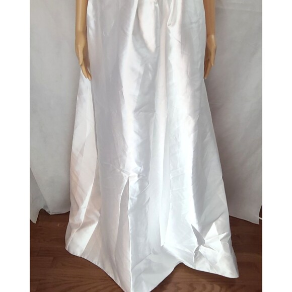 New LULUS Wmn's (L) Dreamy Forever White Taffeta Rosette Maxi Dress with Pockets - Picture 4 of 16